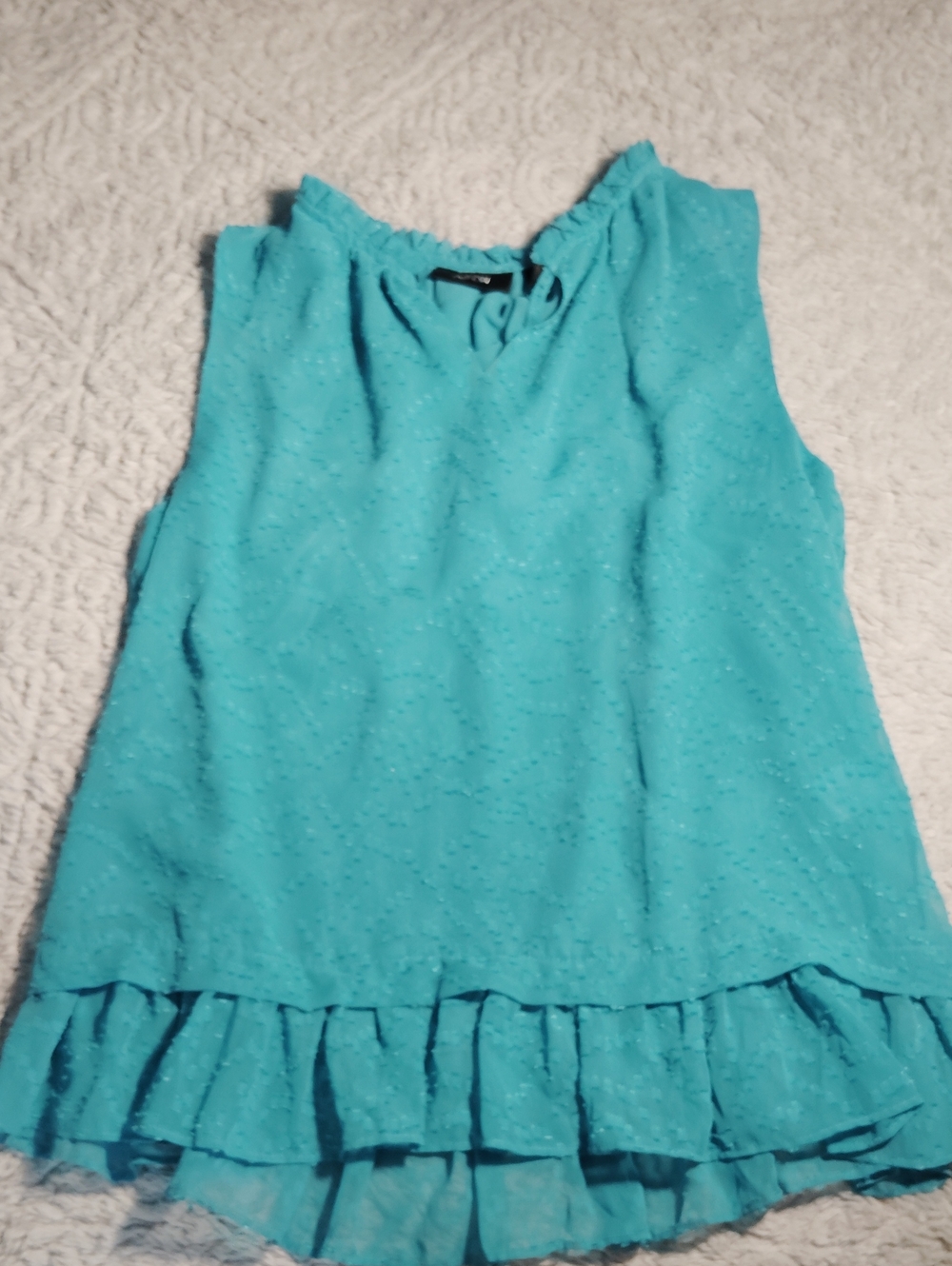 Apt. 9 Turquoise Sleeveless Ruffle-Hem Blouse